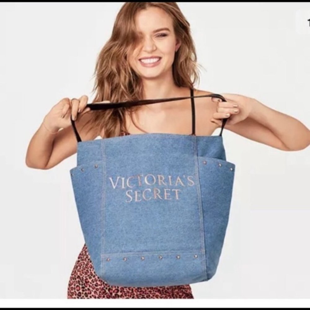 Victoria Secret Denim Weekender Tote Bag